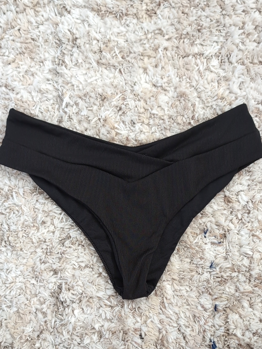 Black Ribbed Bikini Bottoms